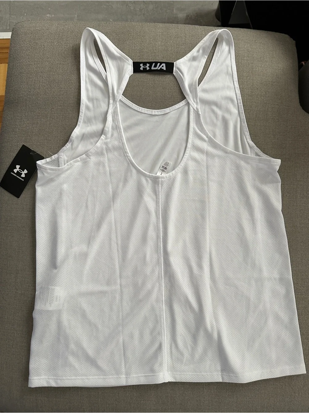 Under Armour White And Black Women's Mesh-Panel Racerback Tank - Picture 7 of 9